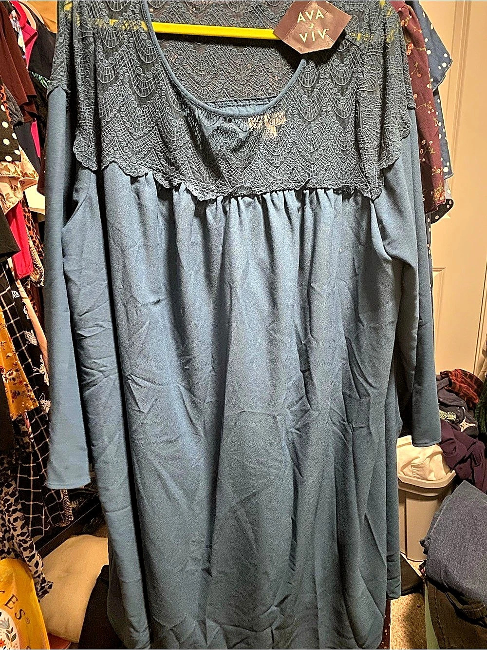 Ava & Viv Floral Maxi Dress Blue Size 4X